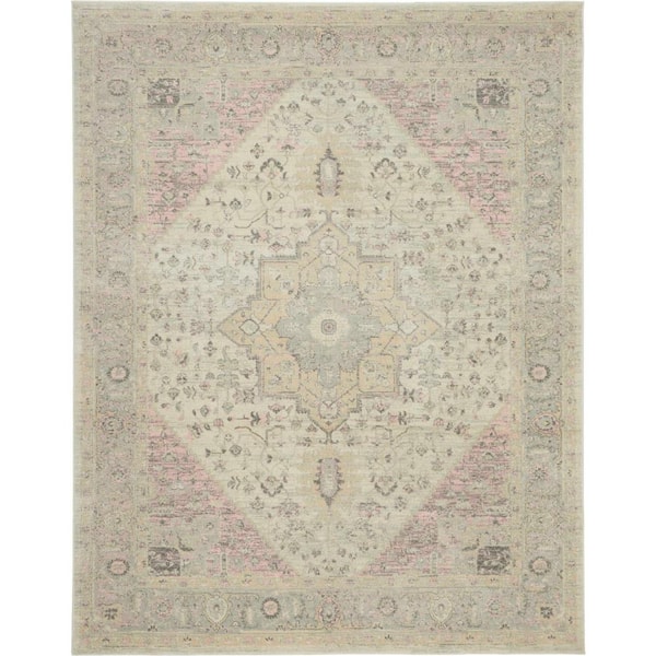 Nourison Tranquil Ivory/Pink 8 ft. x 10 ft. Persian Vintage Area Rug