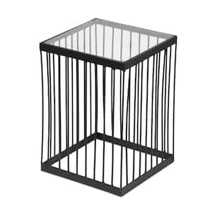 Andrea Black and Clear Glass Top Cage Side Table
