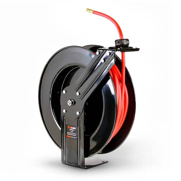 3/8 in. x 80 ft. Industrial Steel Air Hose Reel Hybrid Polymer Hose