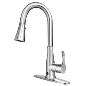 Single Handle Touch Pull Down Sprayer Kitchen Faucet with Deckplate and 360° Rotation in Brushed Nickel
