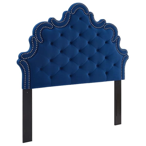 MODWAY Arabella 67.5 in. Button-Tufted Performance Velvet Full/Queen Headboard in Navy