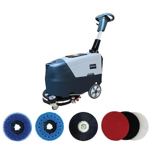 Commercial Cordless Multi -Surface Floor Machine Cleaner in Grey with 16 in. Scrubber Solution Tank and 3 Scouring Pads