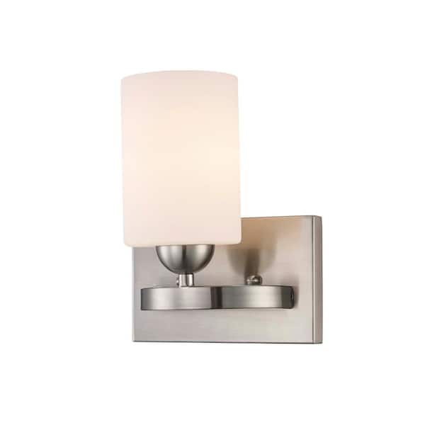 Bel Air Lighting Moonlight 1-Light Brushed Nickel Indoor Wall Sconce Light Fixture with Frosted Glass