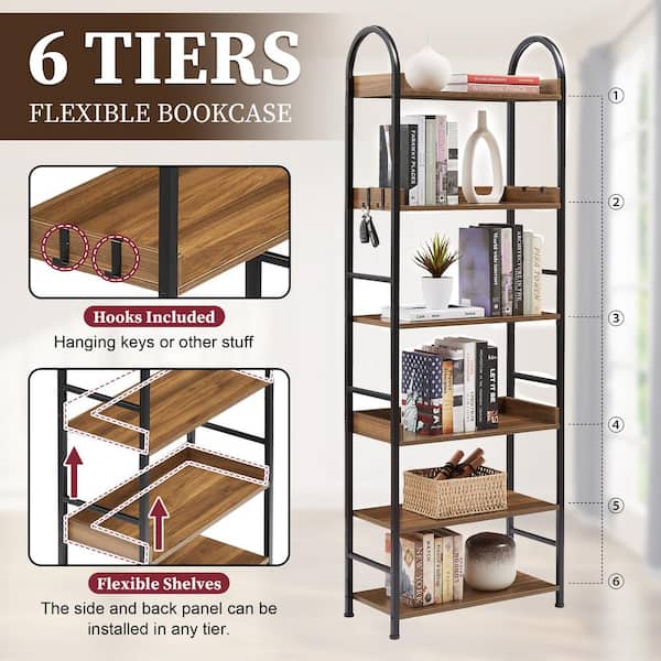 Trinity Bookshelf With Doors Industrial Bookcase With 4 Tiers Open Storage  Shelf For Bedroom, Living Room, Home Office, Brown : Target