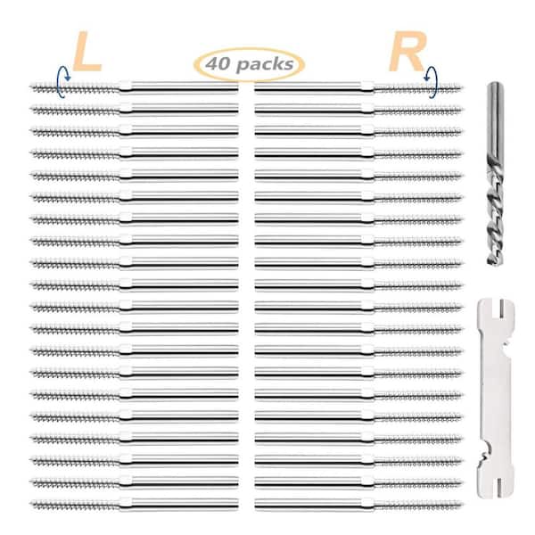 Afoxsos 1.22 in. H x 5.98 in. W 40-Pack T316 Black Metal Cable Railing Hardware Kit with Lag Screws for Cable