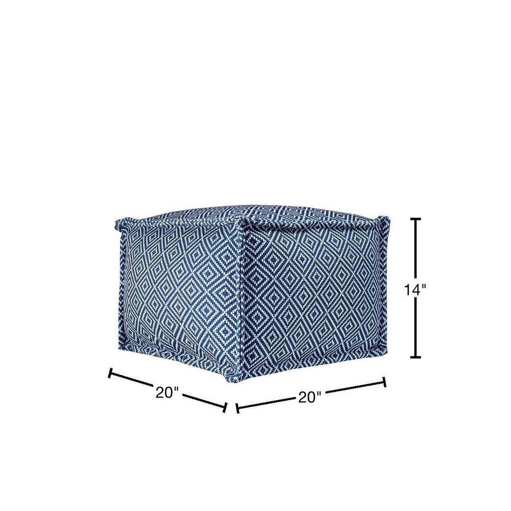 Amalfi Aztec Print 20" Blue Indoor/Outdoor Ottoman Pouf
