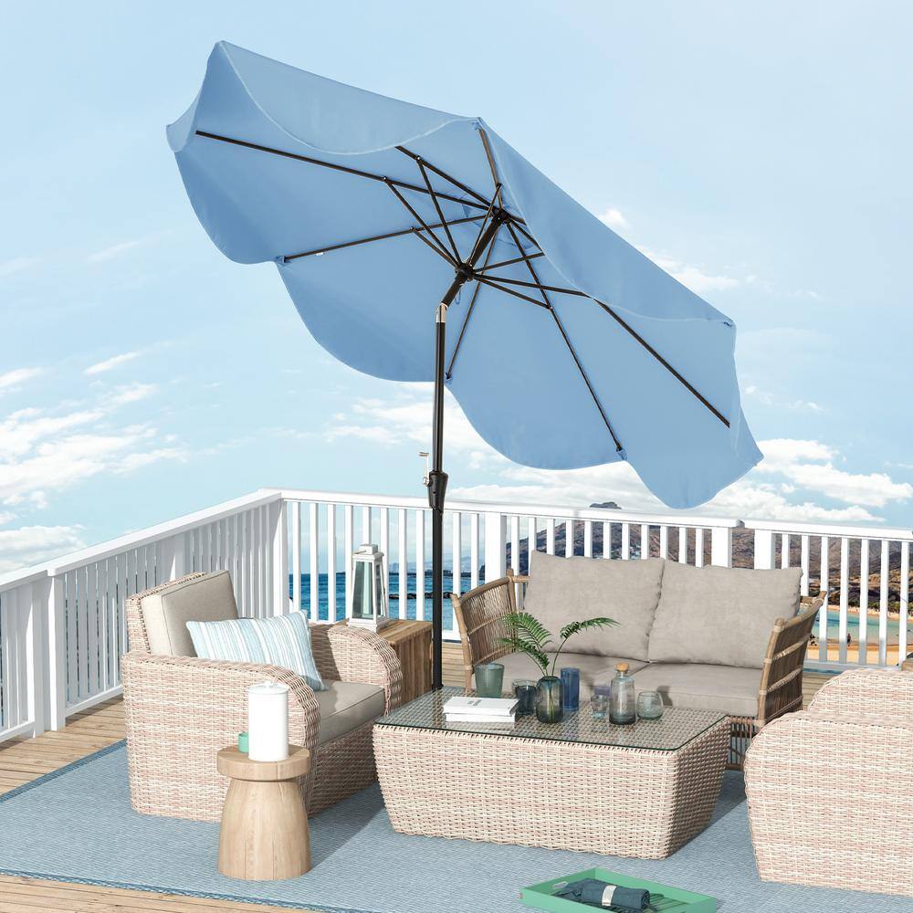 Navy 9 ft Patio Umbrella with Crank Handle and Tilt