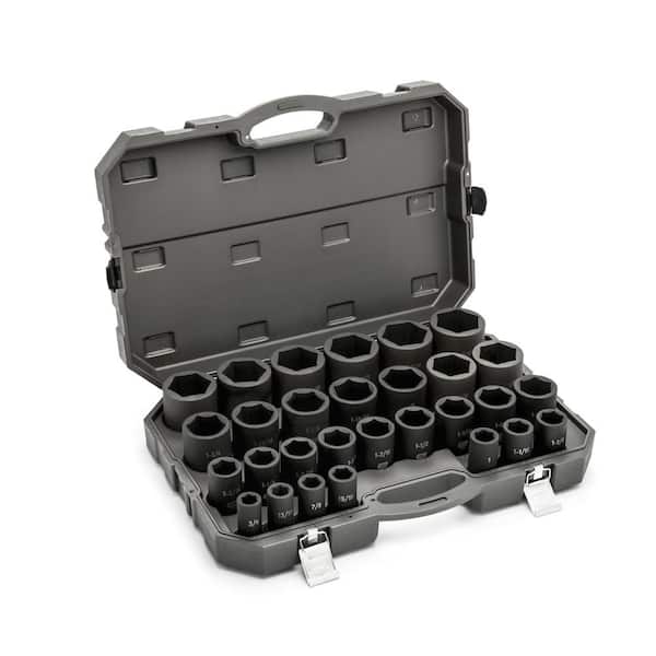 GEARWRENCH 3/4 in. Drive 6-Point SAE Deep Impact Socket Set with Storage Case (29-Piece)