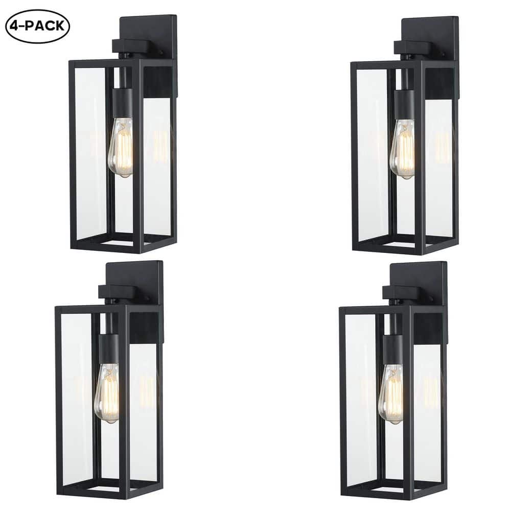 Martin 17.5 in. 1-Light Matte Black Finish Hardwired Outdoor Wall Lantern Sconce with No Bulbs Included (4-Pack) price history on PriceWatchPro