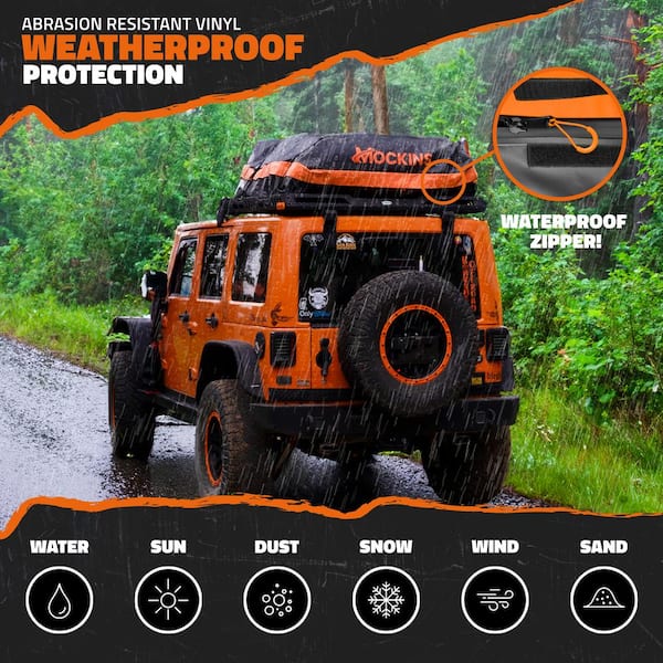Mockins 30 cu. ft. Waterproof Rooftop Cargo Carrier Bag 60 in. x 43 in. x 20 in. RoofBag with StorageBag and Accessories, Orange
