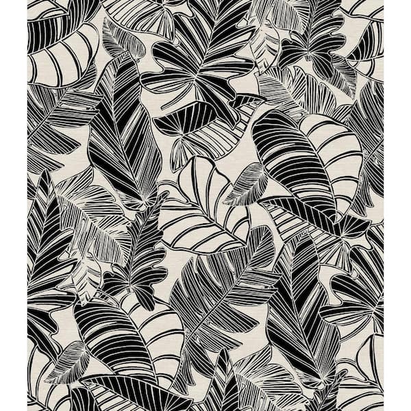 MyStyle Pindo Wood Cut Palm Black Vinyl Peel and Stick Wallpaper