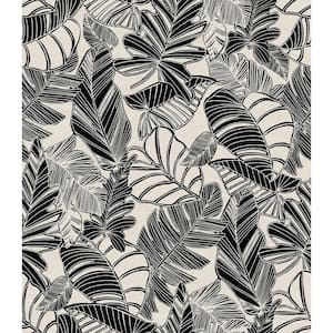 Pindo Wood Cut Palm Black Vinyl Peel and Stick Wallpaper Sample