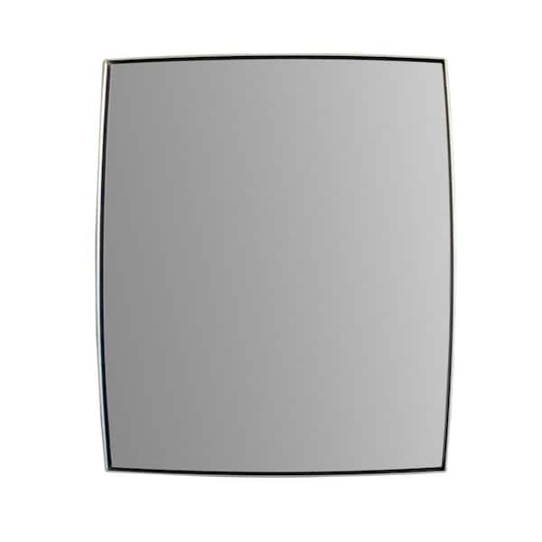 Bellaterra Home 23.5 in. W x 30.5 in. H Rectangular Metal Framed Wall Bathroom Vanity Mirror in Brushed Silver