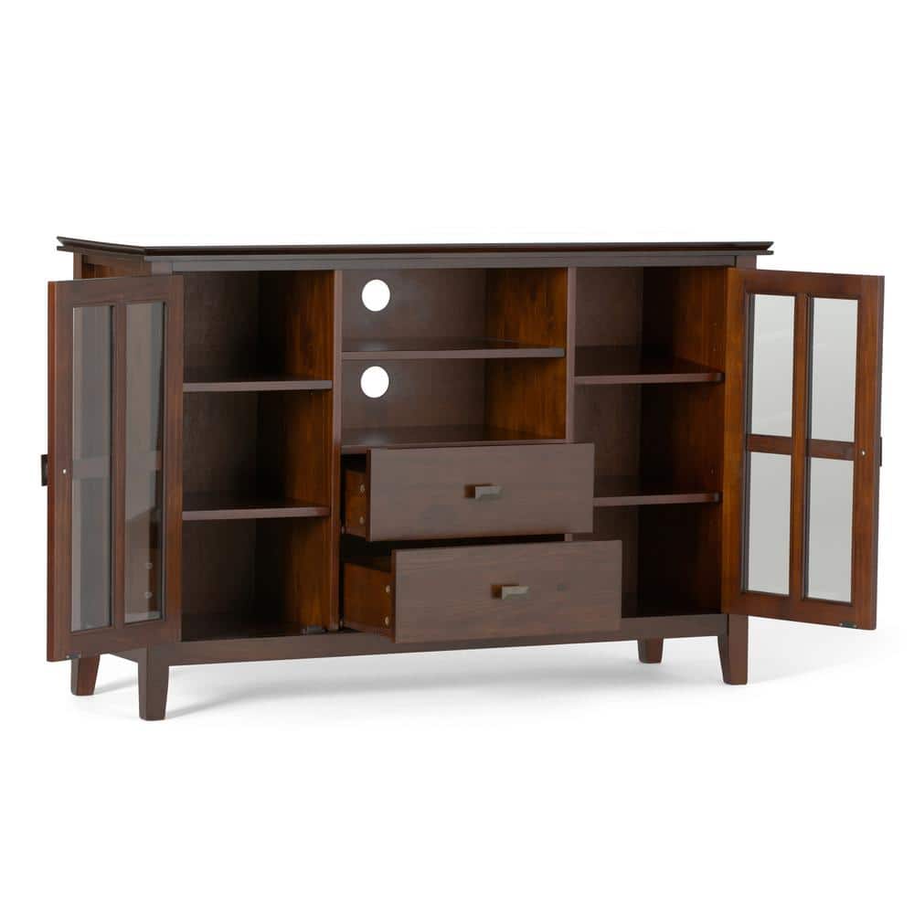 Artisan Honey Brown Solid Wood 53" Transitional Media Stand