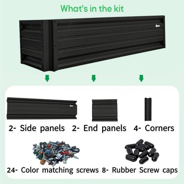 24 inch by 72 inch Rectangle Stealth Black Metal Planter Box