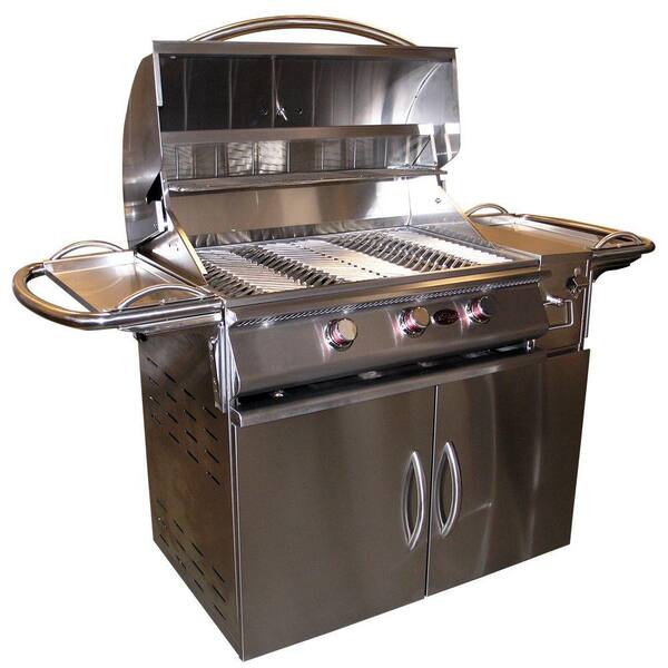Cal Flame A La Plus 3-Burner Propane Gas Grill in Stainless Steel with Cart