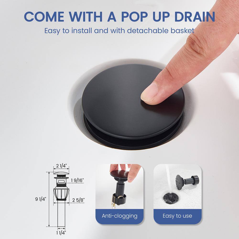 Matte Black Stainless Steel Double Handle Bathroom Faucet