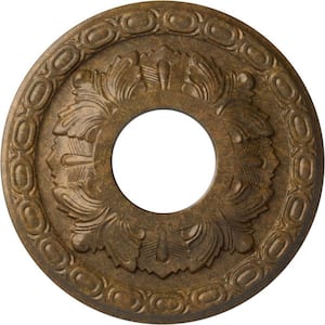 1-1/8 in. x 11-3/8 in. x 11-3/8 in. Polyurethane Leaf Ceiling Medallion, Rubbed Bronze