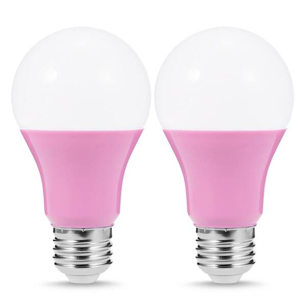 YANSUN 40-Watt Equivalent A19 5-Watt Non-Dimmable Pink LED Colored Light Bulb E26 Base (2-Pack)