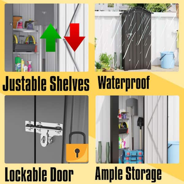 2.4 ft. W x 1.4 ft. D Metal Storage Shed for Garden and Backyard (2.2 sq. ft.)