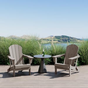 Laguna 2-Pack Fade Resistant Outdoor Patio HDPE Poly Plastic Classic Folding Adirondack Chairs in Weathered Wood