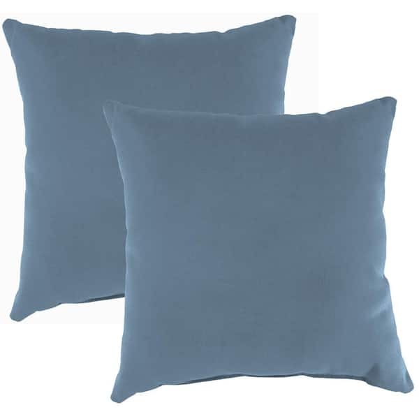 Jordan Manufacturing Sunbrella 16 in. x 16 in. Spectrum Denim Blue Solid Square Knife Edge Outdoor Throw Pillows (2-Pack)