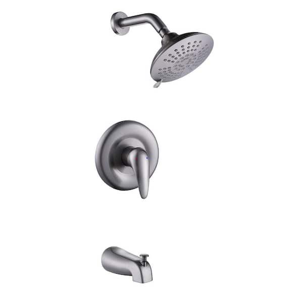 Unbranded Single Handle 5-Spray Tub and Shower Faucet 2.5 GPM with High Pressure Faucet in Brushed Nickel (Valve Included)