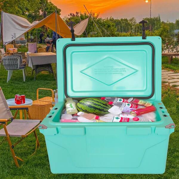 Afoxsos 18.5 in. W x 29.5 in. L x 15.5 in. H Blue Portable Ice Box Cooler  65QT Outdoor Camping Beer Box Fishing Cooler HDSA05OT031 - The Home Depot