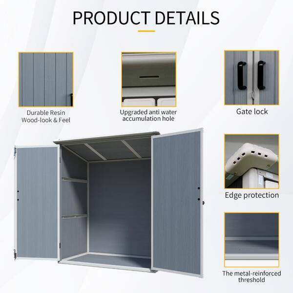 ToolCat 5 x 3 ft Outdoor Resin Storage Shed with Lockable Doors