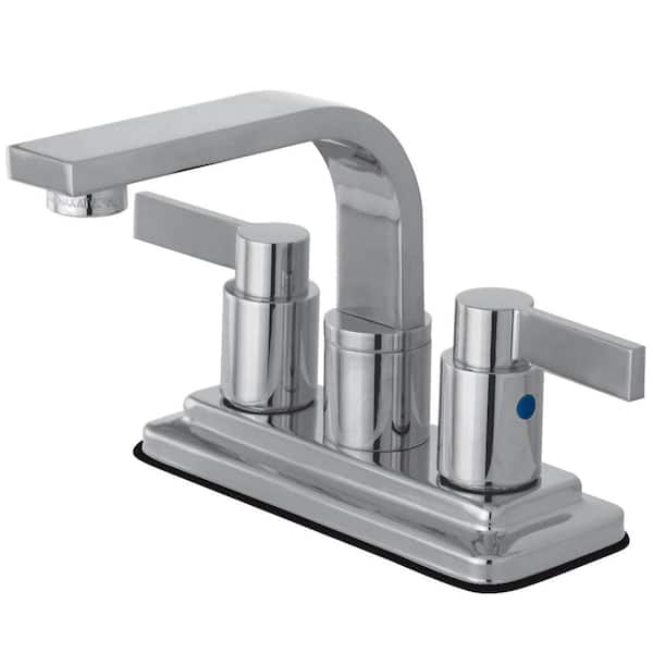 Kingston Brass NuvoFusion 4 in. Centerset 2-Handle Bathroom Faucet with Push Pop-Up in Polished Chrome