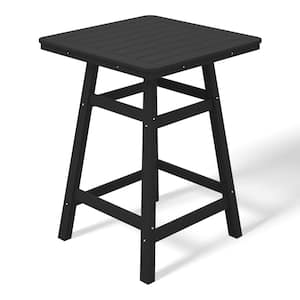 Laguna 30 in. Square HDPE Plastic Counter Height Outdoor Dining High Top Bar Table in Black