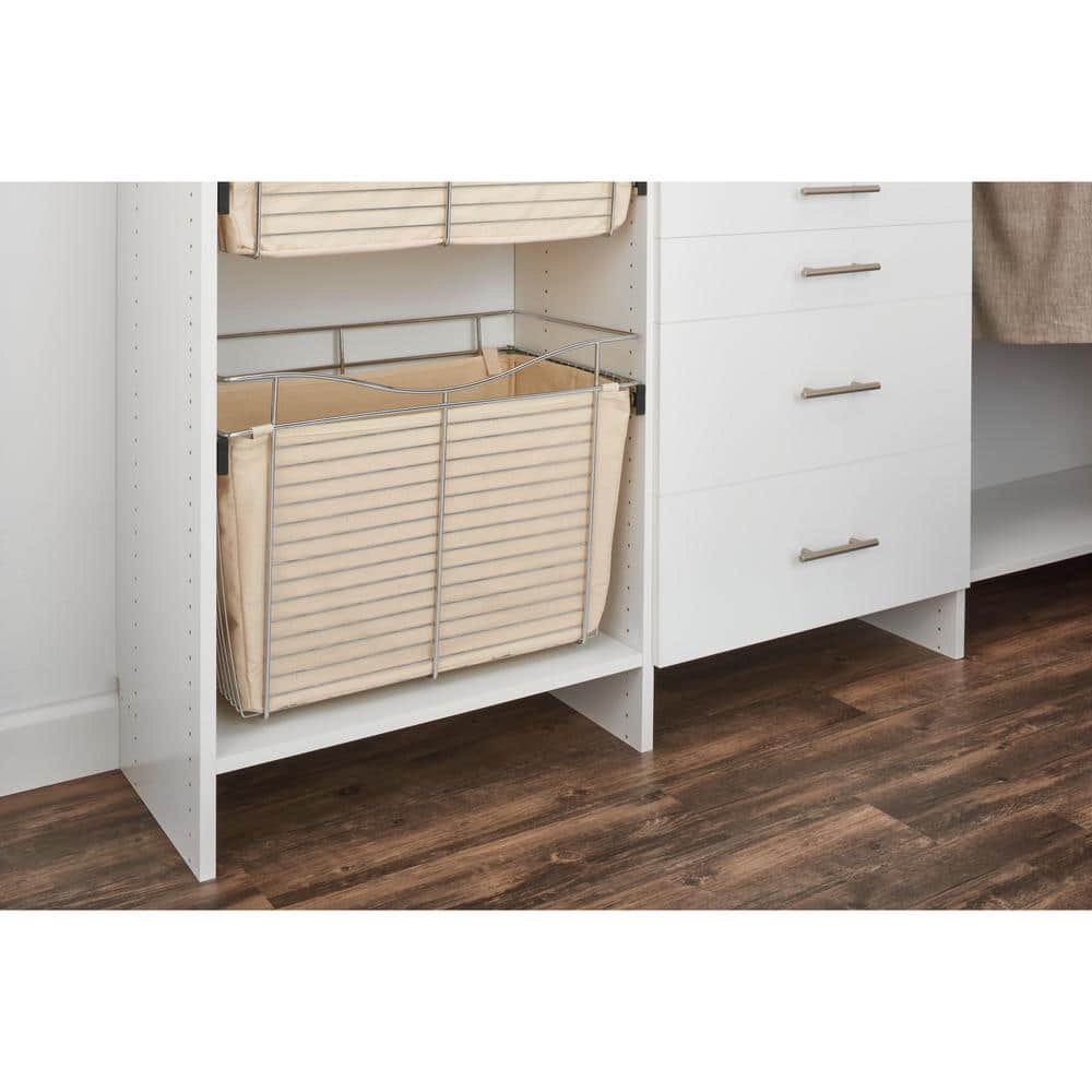 Tan Linen Closet Basket Liner with Velcro Tabs