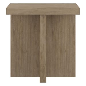 URTR 18.89 in. W Walnut Round Wood Side Table Coffee Table End Table with Woodgrain for Living Room Office Bedroom (Set of 2), Brown