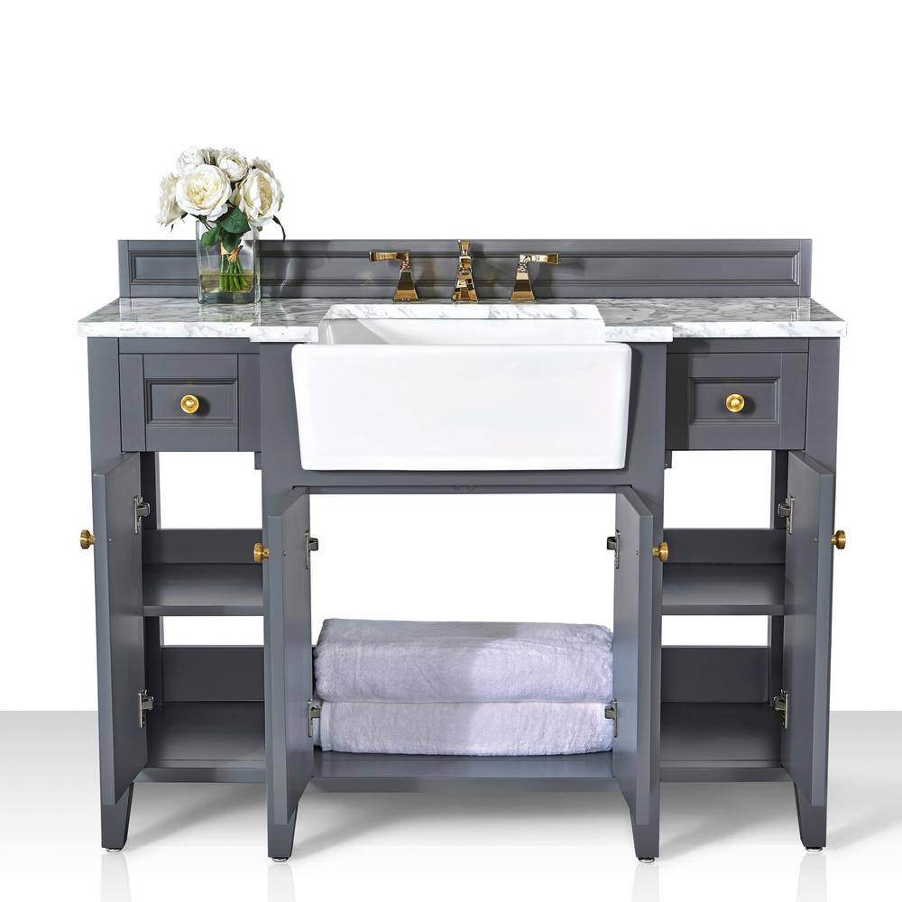 Adeline 48'' Gray Vanity with Marble Top and Gold Hardware