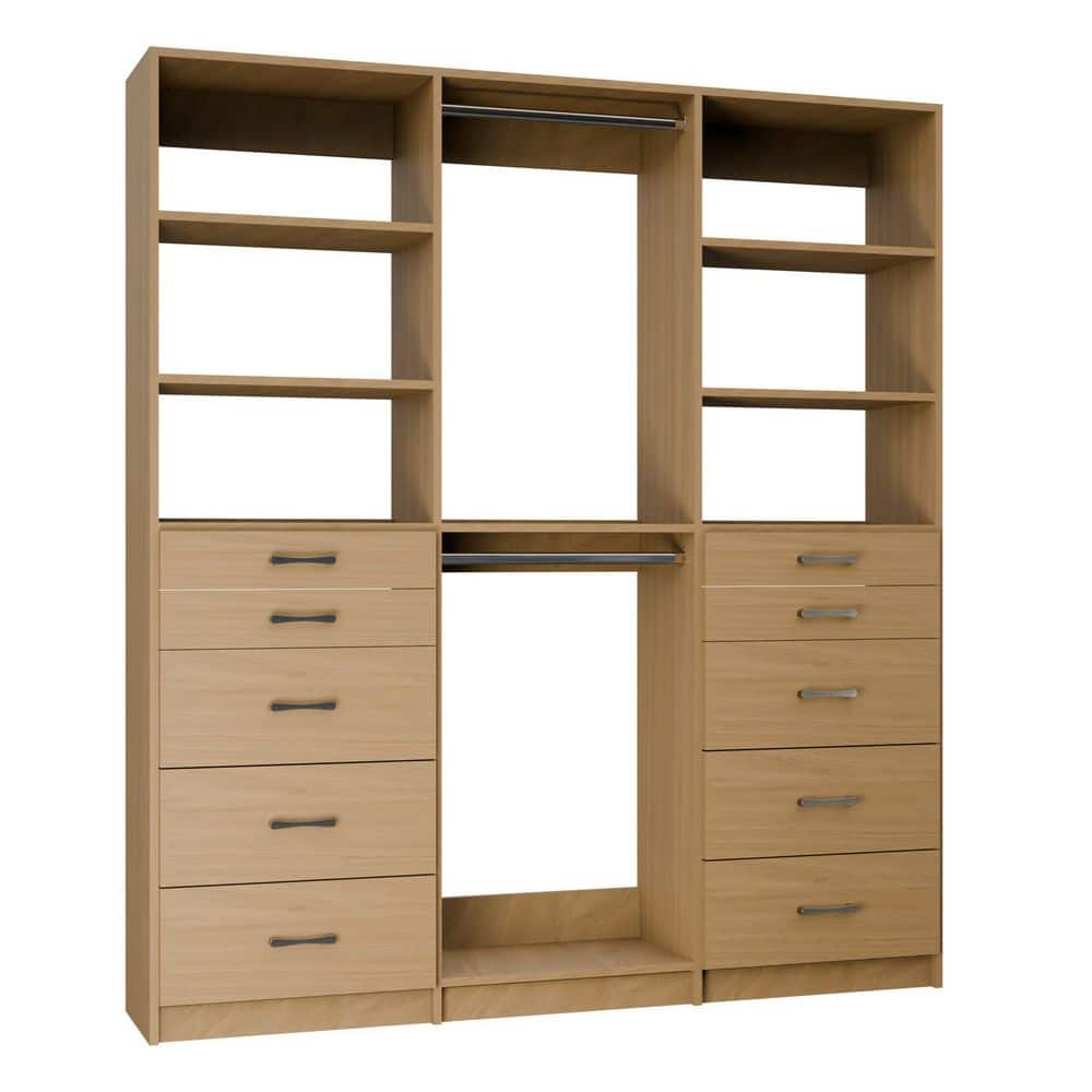 Alto Collection 66 in. W Oak Tower System 2 5-Drawer and Double Hang 13-Shelf Wood Closet System price history on PriceWatchPro