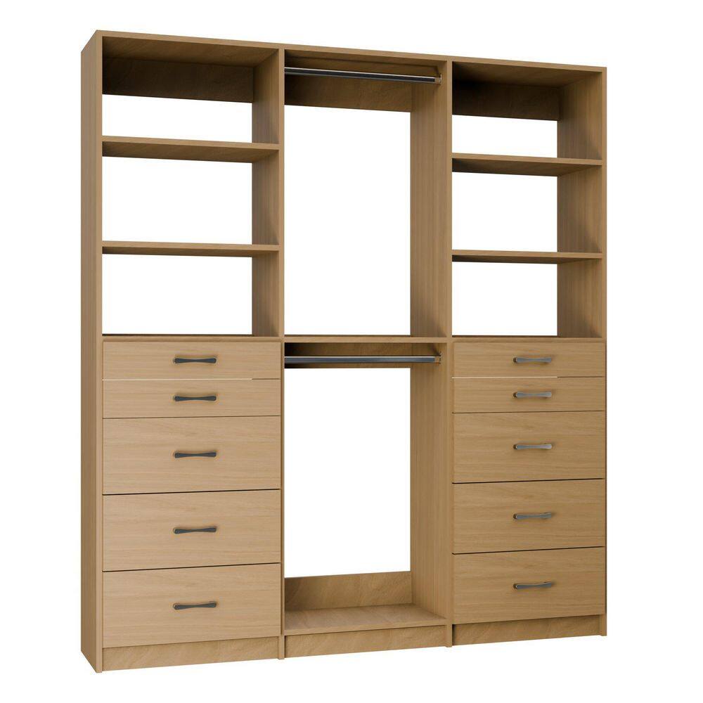 Alto Collection 99 in. W Oak Tower System 2 5-Drawer and Double Hang 13-Shelf Wood Closet System price history on PriceWatchPro