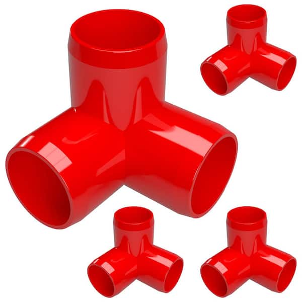 Red Made in US 10-PK FORMUFIT Furniture Grade 1/2" 3-Way PVC Elbow Fitting 