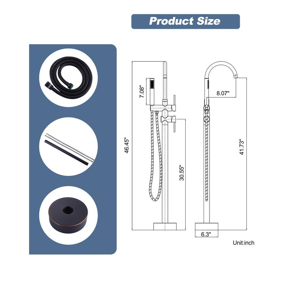 Oil Rubbed Bronze Freestanding Tub Faucet with Hand Shower