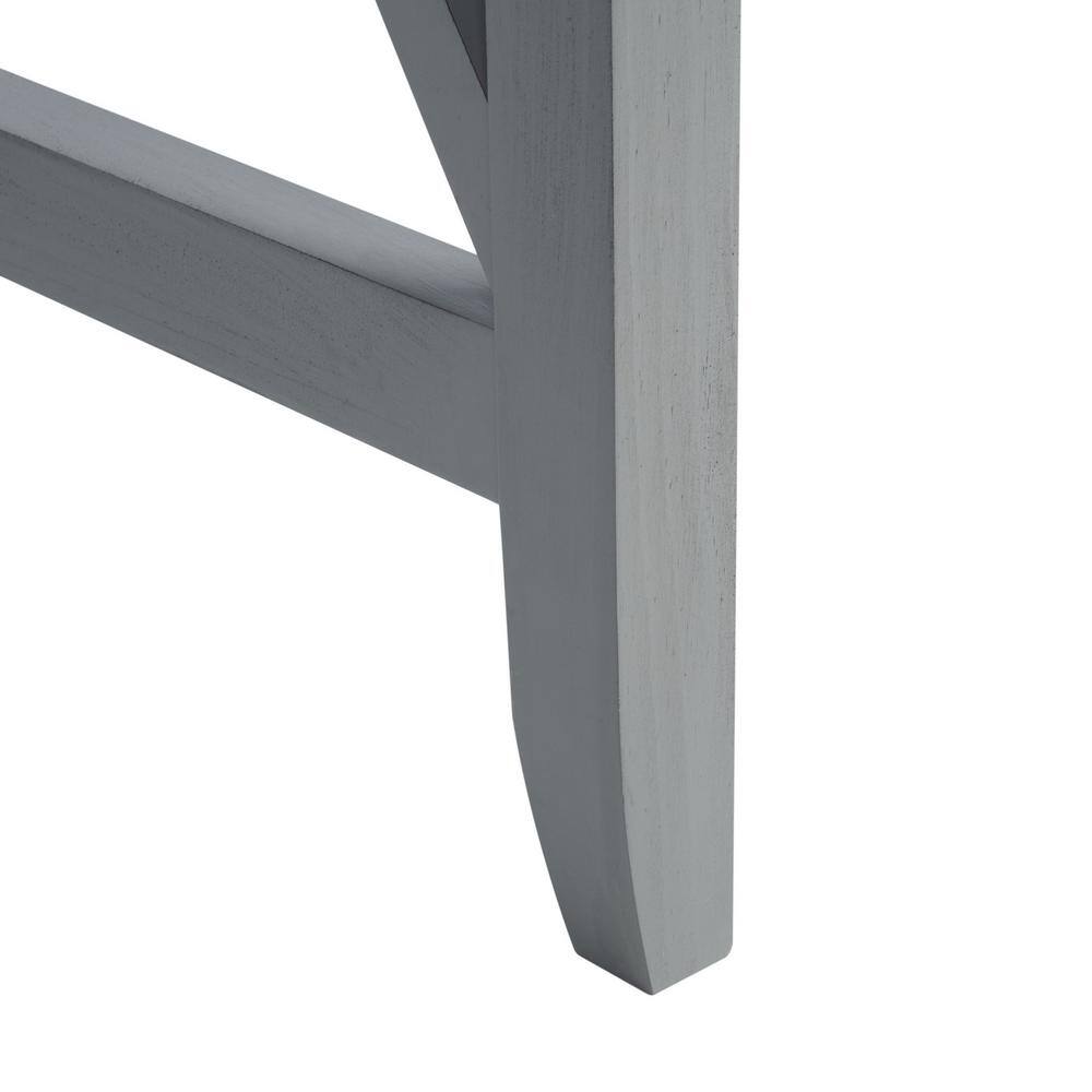 Crossed X Distressed Grey Solid Wood Writing Desk with Drawer