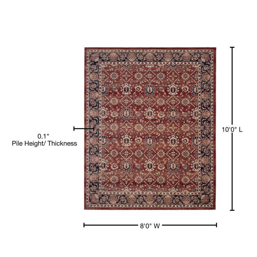 Handmade Ivory and Rust Rectangular 8' x 10' Synthetic Rug