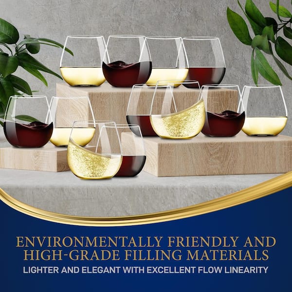 NutriChef 12 Pcs. of Crystal-Clear Stemless Wine Glass - Ultra Clear and  Thin, Elegant Clear Wine Glasses, Hand Blown