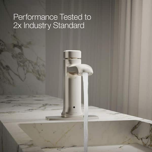 KOHLER Rubicon Battery Powered Touchless Single Hole Bathroom Faucet in Vibrant Brushed Nickel