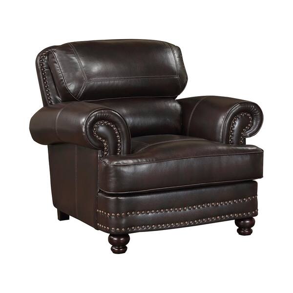 Beyen Brown Faux Leather Arm Chair 9268BRW-1 - The Home Depot