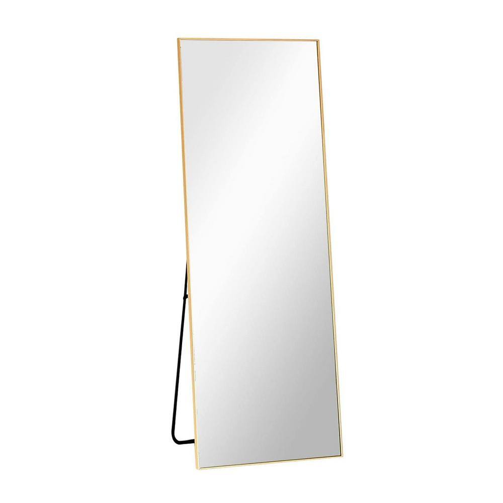 15.7 in. W x 59 in. H Gold Rectangle Metal Frame Wall Mounted Full Length Mirror Floor Mounted
