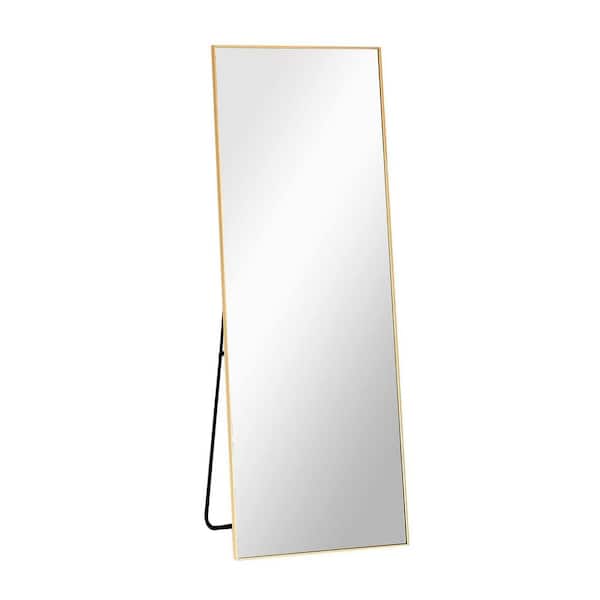 15.7 in. W x 59 in. H Gold Rectangle Metal Frame Wall Mounted Full
