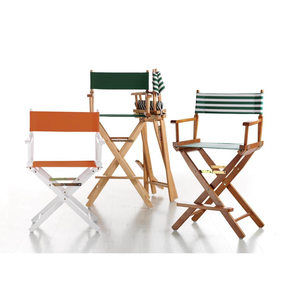 Honey Oak Foldable Director's Chair with Slat Back