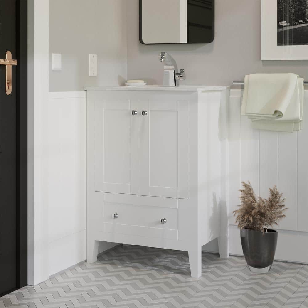 Cannes 24" Glossy White Modern Freestanding Single Sink Vanity