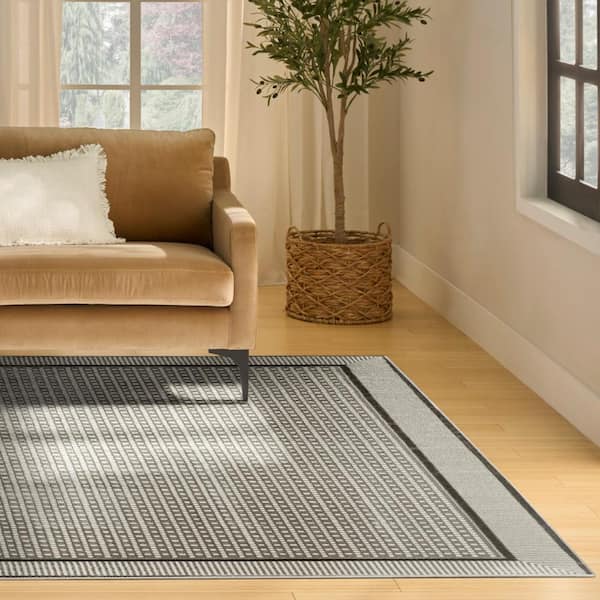 Nordic Ivory Grey 8 ft. x 10 ft. Geometric Contemporary Area Rug