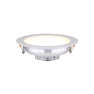 Round Slim Disk Length 7.75 in. 3000K Warm White New Construction White Integrated LED Recessed Trim Kit Round Fixture