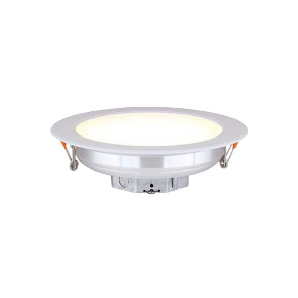 AMAX LIGHTING Round Slim Disk Length 7.75 in. 3000K Warm White New Construction White Integrated LED Recessed Trim Kit Round Fixture